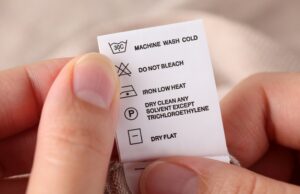 Clothes label with cleaning instructions