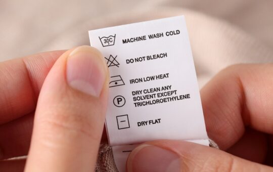 Clothes label with cleaning instructions